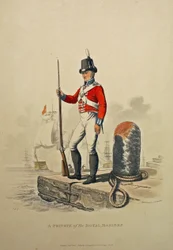 A Private of the Royal Marines, engraved by Joseph Constantine Stadler, published 1815