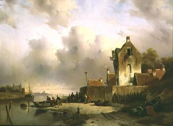 An Estuary with Fisherfolk by a Quay