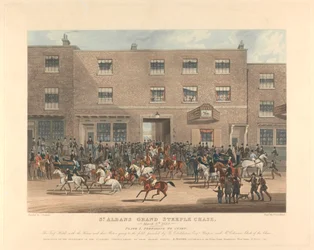 Steeple-chasing [set of six]: St. Albans Grand Steeple Chase. Plate 1. Preparing to Start