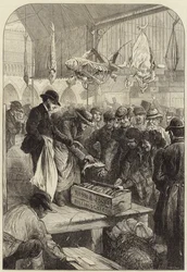 A fish auction in Columbia Market