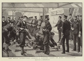 The Naval Manoeuvres, arming a Landing Party on HMS Conqueror