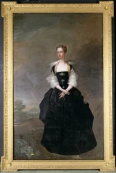 Portrait of a lady, member of the Dundas family, in a black velvet dress with lace sleeves