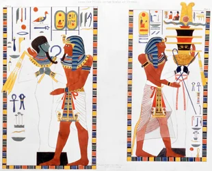 Two murals from the tombs of the Kings of Thebes, discovered by G Belzoni