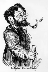 Henri Rivière (1864-1951), French artist and designer, shadow play at Cabaret Le Chat Noir, drawing by E. Lefebvre after Léandre