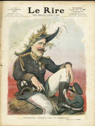 Illustration of Charles Leandre for the Cover of Le Rire, 27/09/13 - Field-Marshal Constantine - Germany Prussia, Helmet with Spike, Army, Greece - Ferdinand of Bulgaria, Constantine I - Shoe Shine