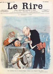 Queen Victoria (1819-1901) flirts with President Félix Faure (1841-99) while on holiday in Nice, cover of the magazine 