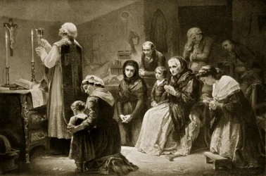 Celebration of mass during the French Revolution, illustration from 
