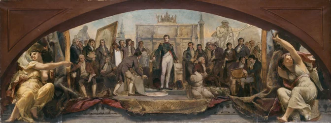 Sketch for the Denon Pavilion in the Louvre: The Four Artistic Ages of France - Presentation of the Plans to Napoleon, ca. 1864