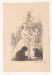 Crowned Woman and Putto with Cornucopia