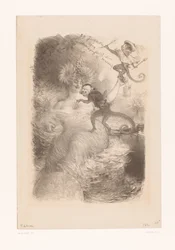 Woman with Globe, Stacks of Papers, and Two Monkeys