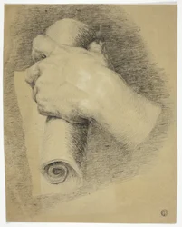 Hand Holding Roll of Papers