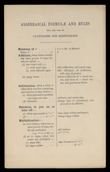 Algebraic Formulae and Rules for the use of Candidates for Responsions, Oxford University Press