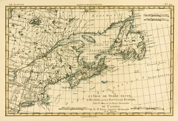 Eastern Canada, Newfoundland, Nova Scotia and St John Island, from Atlas de Toutes les Parties Connues du Globe Terrestre by Guillaume Raynal (1713-96), Published J L Pellet, Geneva, 1780