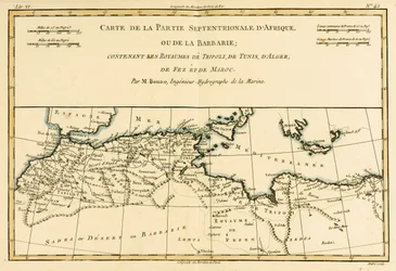 North Africa, Including the Kingdoms of Tripoli, Tunis, Alger; Fez and Morocco, from Atlas de Toutes les Parties Connues du Globe Terrestre by Guillaume Raynal (1713-96) Published Geneva, 1780