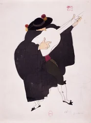 Costume for character of guitarist from The Barber of Seville by Gioacchino Rossini, sketch by Charles Martin