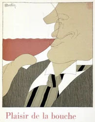 Pleasure of the Mouth - in Monseigneur le Vin, drawing by Charles Martin, fascicle des Etablissements Nicolas