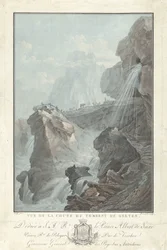 View of the Gelten Waterfall (Vues remarquables des montagnes de la Suisse)