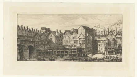Back Facades of Houses with Furriers on the Seine near Pont-au-Change in Paris (title on object)