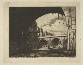 Archway, Pont Notre-Dame, Paris, from "Etchings of Paris"