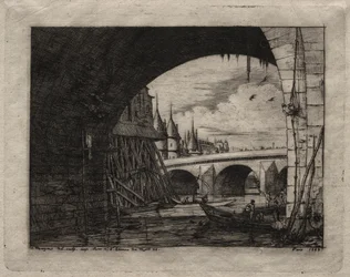 Etchings of Paris: An Arch of the Notre Dame Bridge