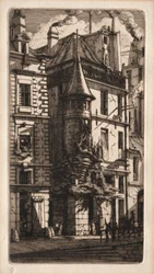 Etchings of Paris: House with a Turret, Weavers Street, 1852
