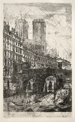 Etchings of Paris: The Little Bridge, 1850