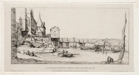 Footbridge Temporarily Replacing the Exchange Bridge, Paris, after the Fire of 1621, 1860