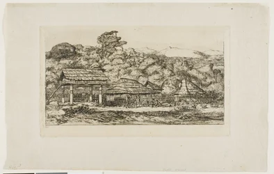 Native Barns and Huts at Akaroa, Banks