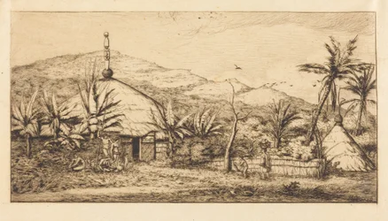 New Caledonia: Large Native Hut on the Road from Balade to Puebo, 1845