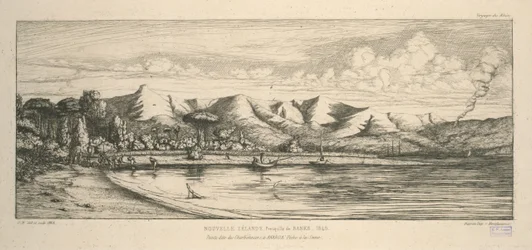 Banks Peninsula, Charbonniers Point, Akaroa, seine fishing, illustration from 