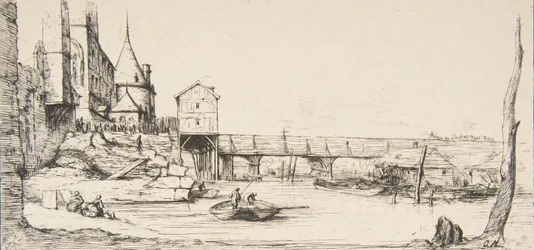 The footbridge temporarily replacing the Pont-au-Change, Paris, after the fire of 1621