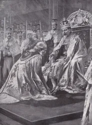 Homage of the Archbishop of Canterbury at the Coronation of King Edward VII, Westminster Abbey, London, 1902