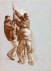 Fishermen Hauling a Rope