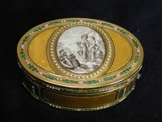 Snuffbox with miniature depicting departure of Telemachus from Egypt, 1780-81