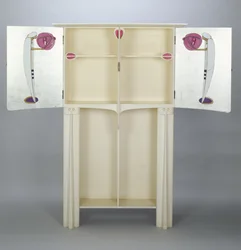 Cabinets, made for 14 Kingsborough Gardens, Glasgow, 1902; two figures on the side doors in Arabian cloak and turban holding lanterns