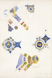 Certosa di Pavia, studies of the ceiling decoration, 1891