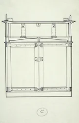 Line drawing of furniture (a cabinet), c.1910
