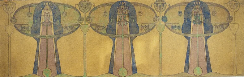 Decorative Frieze of Stylized Human Figures, Tree and Plant Forms, c.1895