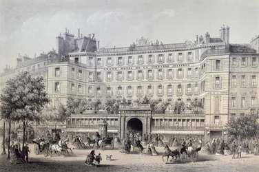 Boulevard Montmartre, Passage Jouffroy and Grand Hotel de la Terrasse Jouffroy, 1865