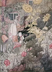 A cottage garden, published 1912