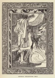 Odysseus threatening Circe