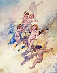 Putti with Garlands of Flowers