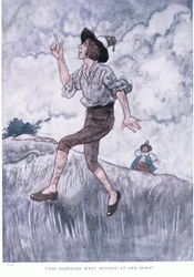 The simpleton went hunting up and down