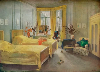 An Interior Scene: A Bedroom Designed by Mme. Gloria Silva at the Hotel Metropole, London, 1922