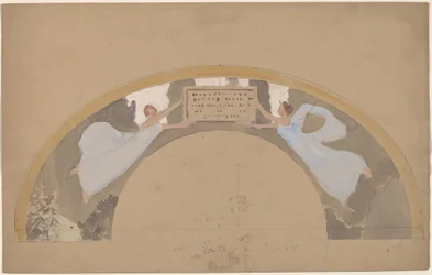 Study of Two Female Figures in Arched Border