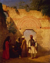 Arabs in Front of a Gate, Damascus, Syria