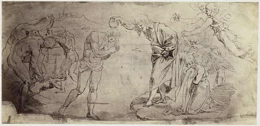 Photoreproduction of a Drawing by Raphael, Baptism of Christ in the Jordan
