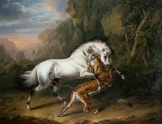 A Tiger attacking an Arab Stallion, 1824