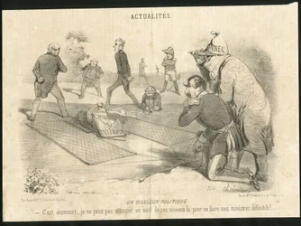 Illustration by Charles Vernier in Le Charivari - A Political Birdcatcher - President of the Republic, Ministry of the Interior - Thiers Adolphe, Napoleon III, Faucher Leon - Portfolio
