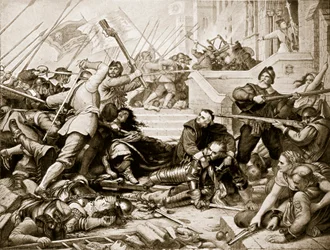 The defence of Basing House, 1645, illustration from 